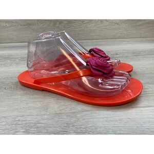 Kate Spade New York Women's Rose Jelly Flip Flop Sandals Orange Red 9